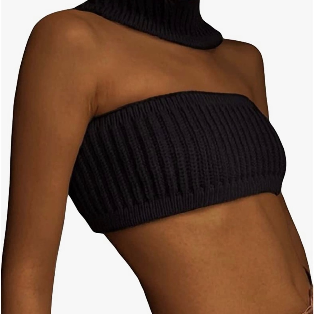 Black knit going out top